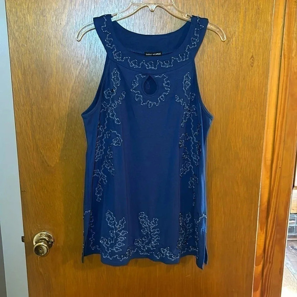 Lauren Michelle Beautiful Scroll Detail Blouse Size L - Picture 1 of 8